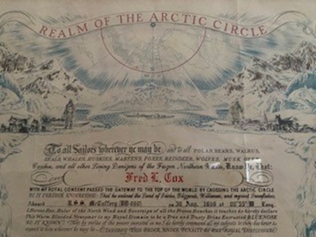 Blue Nose Arctic Circle certificate
